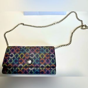 *SOLD* Coach Pebbled Leather Multicolor Checkbook Wallet